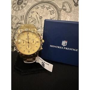 Montres Prestige Men's MPW-0329 Gold Tone Watch New With Box